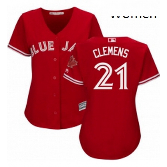 Womens Majestic Toronto Blue Jays 21 Roger Clemens Replica Scarlet Alternate MLB Jersey Womens Majestic Toronto Blue Jays 21 Roger Clemens Replica Scarlet Alternate MLB Jersey