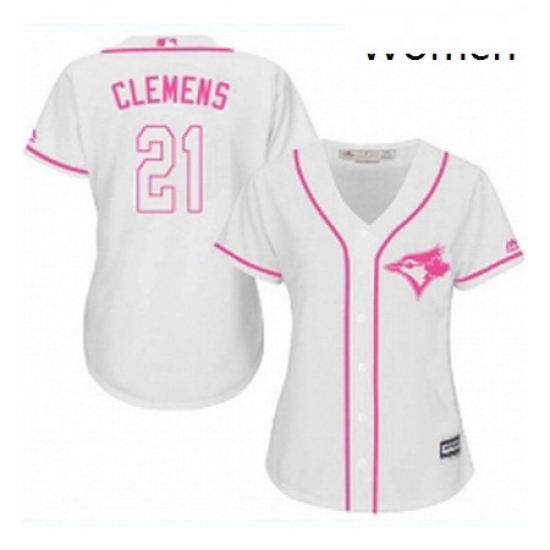 Womens Majestic Toronto Blue Jays 21 Roger Clemens Replica White Fashion Cool Base MLB Jersey Womens Majestic Toronto Blue Jays 21 Roger Clemens Replica White Fashion Cool Base MLB Jersey