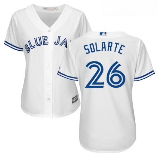Womens Majestic Toronto Blue Jays 26 Yangervis Solarte Authentic White Home MLB Jersey Womens Majestic Toronto Blue Jays 26 Yangervis Solarte Authentic White Home MLB Jersey