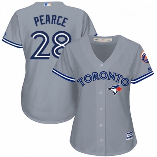 Womens Majestic Toronto Blue Jays 28 Steve Pearce Replica Grey Road MLB Jersey Womens Majestic Toronto Blue Jays 28 Steve Pearce Replica Grey Road MLB Jersey