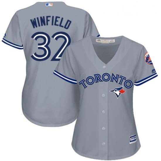 Womens Majestic Toronto Blue Jays 32 Dave Winfield Replica Grey Road MLB Jersey Womens Majestic Toronto Blue Jays 32 Dave Winfield Replica Grey Road MLB Jersey