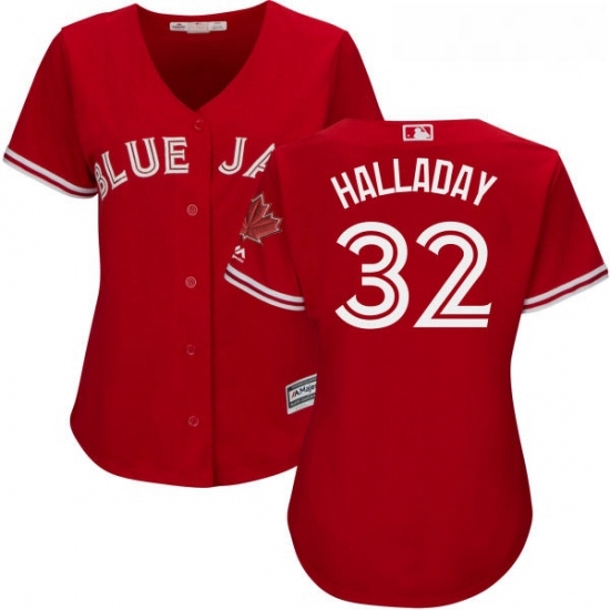 Womens Majestic Toronto Blue Jays 32 Roy Halladay Authentic Scarlet Alternate MLB Jersey Womens Majestic Toronto Blue Jays 32 Roy Halladay Authentic Scarlet Alternate MLB Jersey