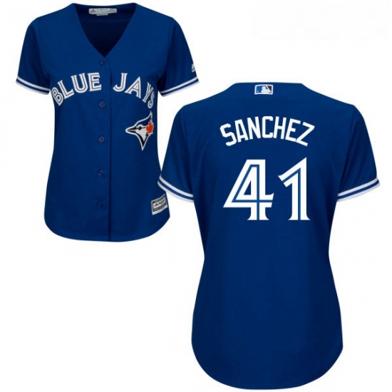 Womens Majestic Toronto Blue Jays 41 Aaron Sanchez Replica Blue Alternate MLB Jersey Womens Majestic Toronto Blue Jays 41 Aaron Sanchez Replica Blue Alternate MLB Jersey