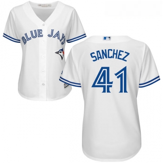 Womens Majestic Toronto Blue Jays 41 Aaron Sanchez Replica White Home MLB Jersey Womens Majestic Toronto Blue Jays 41 Aaron Sanchez Replica White Home MLB Jersey
