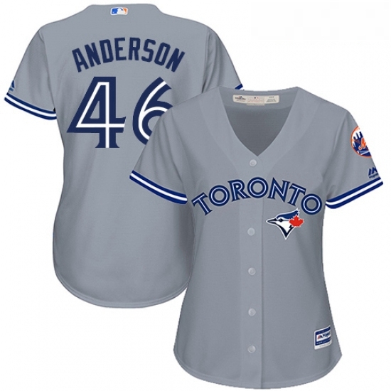 Womens Majestic Toronto Blue Jays 46 Brett Anderson Authentic Grey Road MLB Jersey Womens Majestic Toronto Blue Jays 46 Brett Anderson Authentic Grey Road MLB Jersey