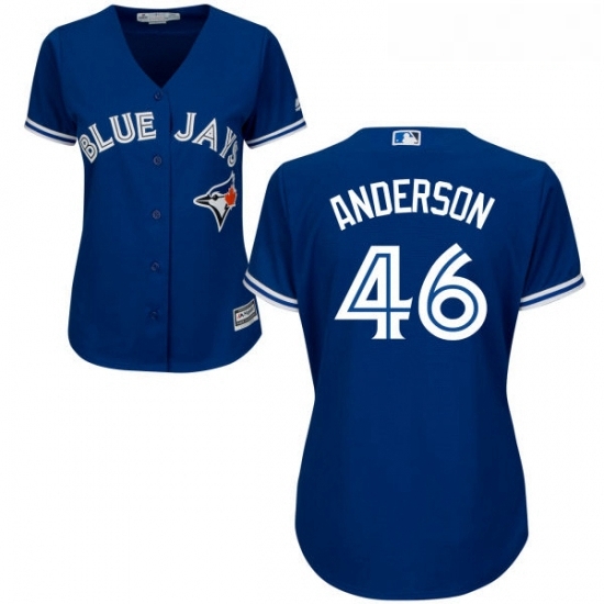 Womens Majestic Toronto Blue Jays 46 Brett Anderson Replica Blue Alternate MLB Jersey Womens Majestic Toronto Blue Jays 46 Brett Anderson Replica Blue Alternate MLB Jersey