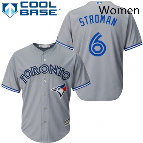 Womens Majestic Toronto Blue Jays 6 Marcus Stroman Replica Grey MLB Jersey Womens Majestic Toronto Blue Jays 6 Marcus Stroman Replica Grey MLB Jersey