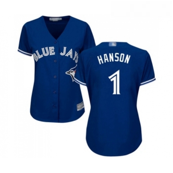Womens Toronto Blue Jays 1 Alen Hanson Replica Blue Alternate Baseball Jersey Womens Toronto Blue Jays 1 Alen Hanson Replica Blue Alternate Baseball Jersey