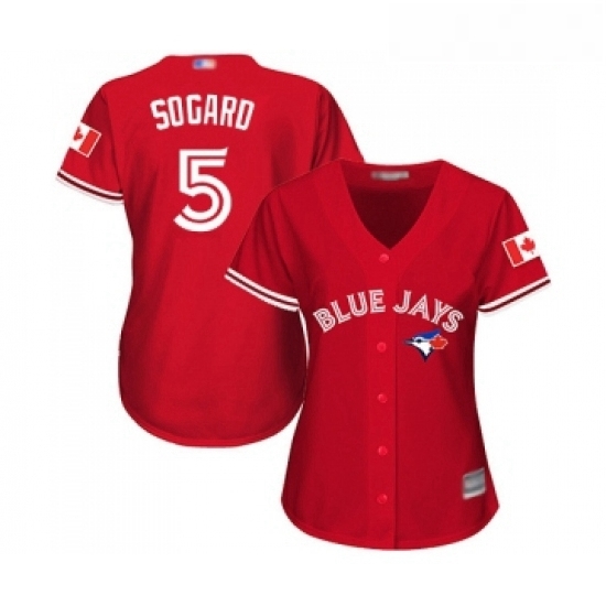 Womens Toronto Blue Jays 5 Eric Sogard Replica Scarlet Alternate Baseball Jersey Womens Toronto Blue Jays 5 Eric Sogard Replica Scarlet Alternate Baseball Jersey