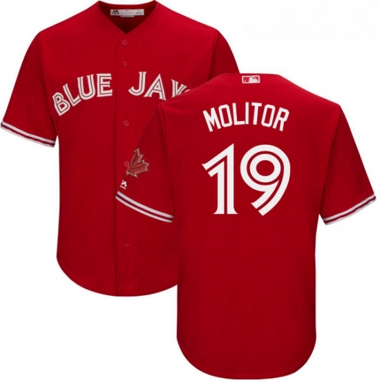 Youth Majestic Toronto Blue Jays 19 Paul Molitor Replica Scarlet Alternate MLB Jersey Youth Majestic Toronto Blue Jays 19 Paul Molitor Replica Scarlet Alternate MLB Jersey
