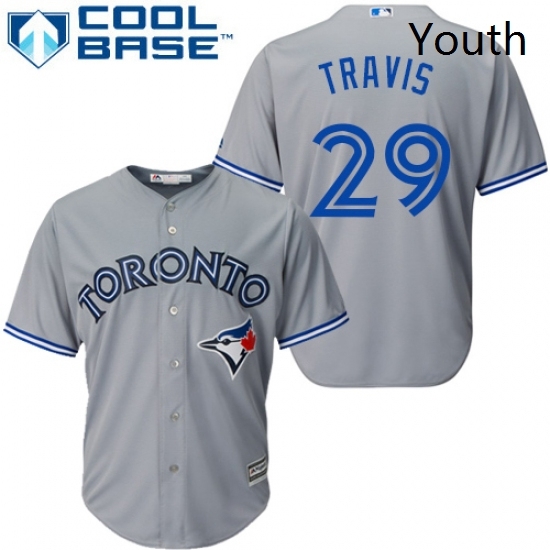 Youth Majestic Toronto Blue Jays 29 Devon Travis Replica Grey Road MLB Jersey Youth Majestic Toronto Blue Jays 29 Devon Travis Replica Grey Road MLB Jersey