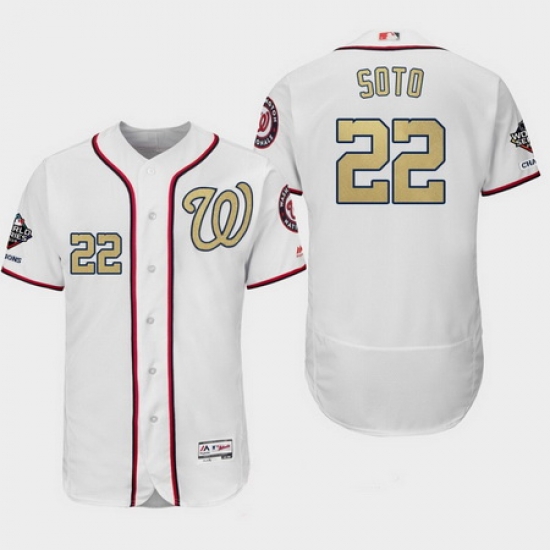 Men Washington Nationals 22 Juan Soto 2019 World Series Champions White Gold Program Flex Base Jersey Men Washington Nationals 22 Juan Soto 2019 World Series Champions White Gold Program Flex Base Jersey