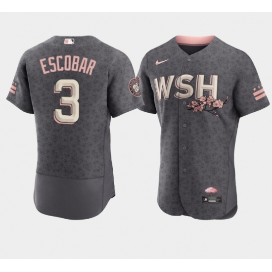 Men Washington Nationals 3 Alcides Escobar 2022 Grey City Connect Cherry Blossom Flex Base Stitched MLB jersey Men Washington Nationals 3 Alcides Escobar 2022 Grey City Connect Cherry Blossom Flex Base Stitched MLB jersey