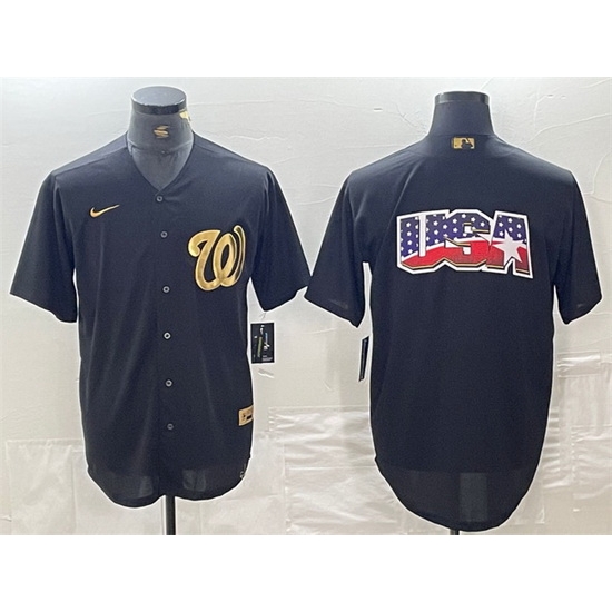 Men Washington Nationals Black Team Big Logo Cool Base Stitched Baseball Jersey 1 Men Washington Nationals Black Team Big Logo Cool Base Stitched Baseball Jersey 1