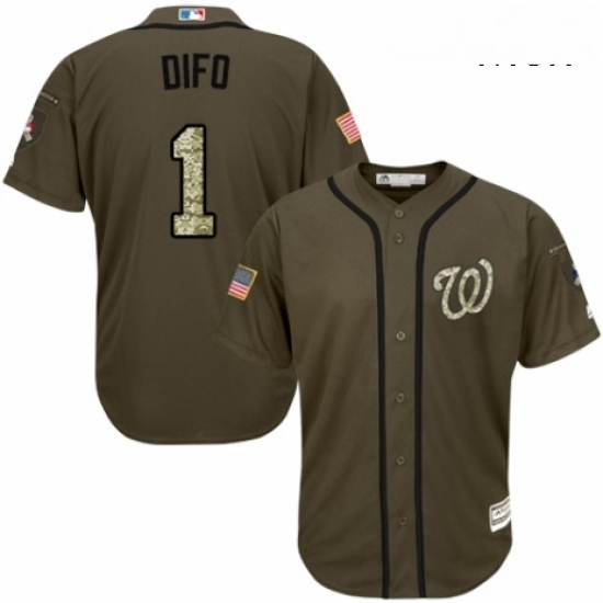 Mens Majestic Washington Nationals 1 Wilmer Difo Authentic Green Salute to Service MLB Jersey Mens Majestic Washington Nationals 1 Wilmer Difo Authentic Green Salute to Service MLB Jersey