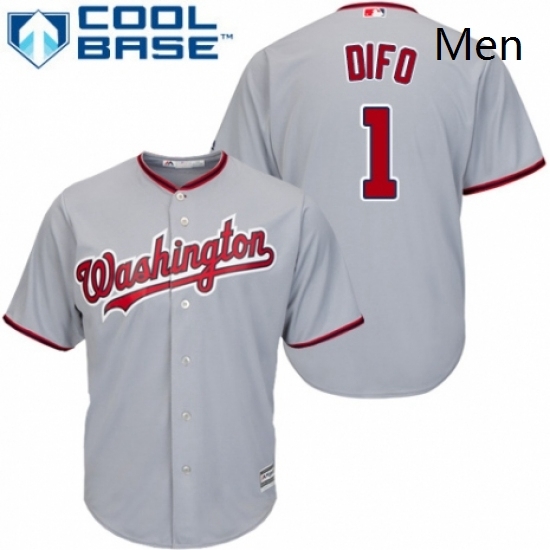 Mens Majestic Washington Nationals 1 Wilmer Difo Replica Grey Road Cool Base MLB Jersey Mens Majestic Washington Nationals 1 Wilmer Difo Replica Grey Road Cool Base MLB Jersey
