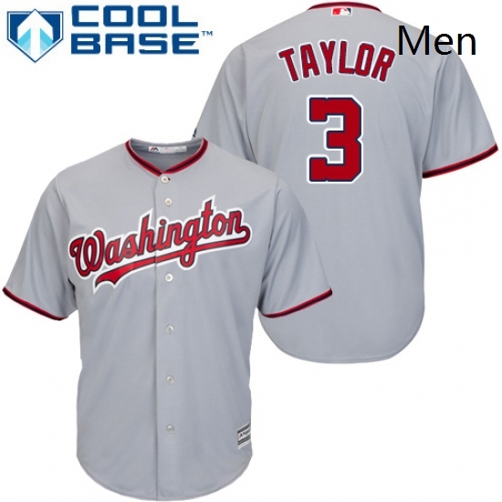 Mens Majestic Washington Nationals 3 Michael Taylor Replica Grey Road Cool Base MLB Jersey Mens Majestic Washington Nationals 3 Michael Taylor Replica Grey Road Cool Base MLB Jersey