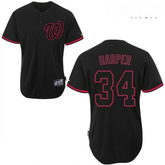 Mens Majestic Washington Nationals 34 Bryce Harper Authentic Black Fashion MLB Jersey Mens Majestic Washington Nationals 34 Bryce Harper Authentic Black Fashion MLB Jersey