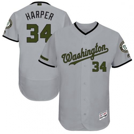 Mens Majestic Washington Nationals 34 Bryce Harper Grey Memorial Day Authentic Collection MLB Jersey Flex Base Mens Majestic Washington Nationals 34 Bryce Harper Grey Memorial Day Authentic Collection MLB Jersey Flex Base