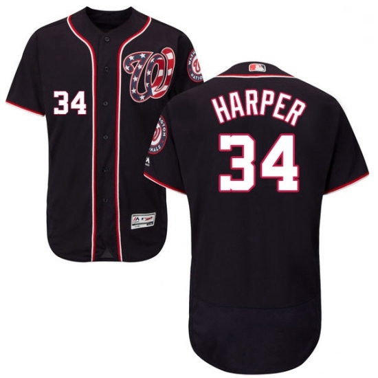 Mens Majestic Washington Nationals 34 Bryce Harper Navy Blue Alternate Flex Base Authentic Collection MLB Jersey Mens Majestic Washington Nationals 34 Bryce Harper Navy Blue Alternate Flex Base Authentic Collection MLB Jersey