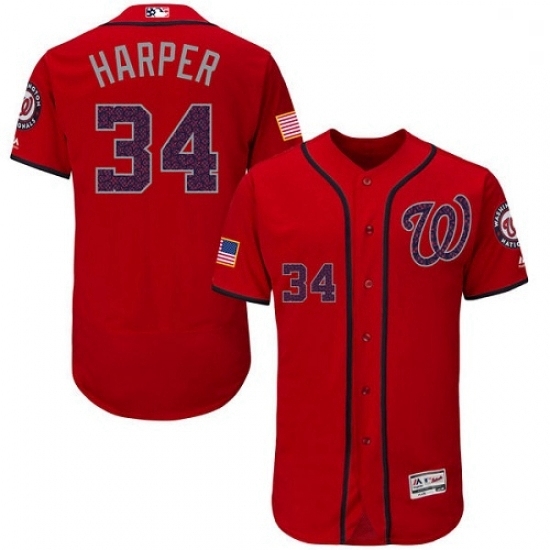 Mens Majestic Washington Nationals 34 Bryce Harper Red Fashion Stars Stripes Flex Base MLB Jersey Mens Majestic Washington Nationals 34 Bryce Harper Red Fashion Stars Stripes Flex Base MLB Jersey