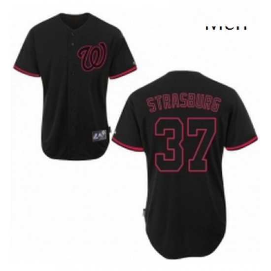 Mens Majestic Washington Nationals 37 Stephen Strasburg Replica Black Fashion MLB Jersey Mens Majestic Washington Nationals 37 Stephen Strasburg Replica Black Fashion MLB Jersey