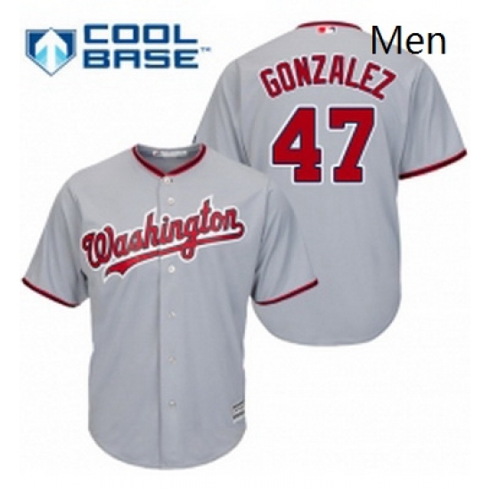 Mens Majestic Washington Nationals 47 Gio Gonzalez Replica Grey Road Cool Base MLB Jersey Mens Majestic Washington Nationals 47 Gio Gonzalez Replica Grey Road Cool Base MLB Jersey