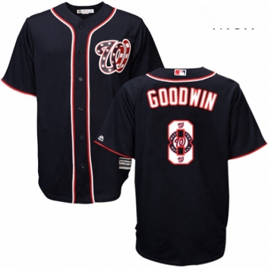Mens Majestic Washington Nationals 8 Brian Goodwin Authentic Navy Blue Team Logo Fashion Cool Base MLB Jersey Mens Majestic Washington Nationals 8 Brian Goodwin Authentic Navy Blue Team Logo Fashion Cool Base MLB Jersey