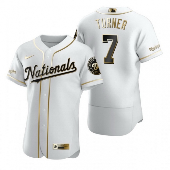 Washington Nationals 7 Trea Turner White Nike Mens Authentic Golden Edition MLB Jersey Washington Nationals 7 Trea Turner White Nike Mens Authentic Golden Edition MLB Jersey