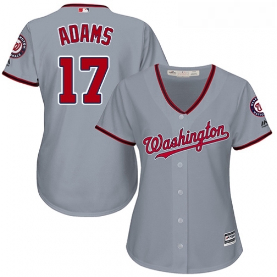 Womens Majestic Washington Nationals 17 Matt Adams Replica Grey Road Cool Base MLB Jersey Womens Majestic Washington Nationals 17 Matt Adams Replica Grey Road Cool Base MLB Jersey