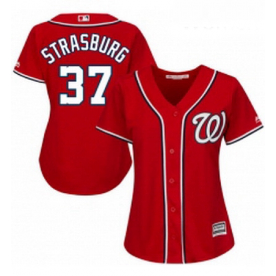 Womens Majestic Washington Nationals 37 Stephen Strasburg Replica Red Alternate 1 Cool Base MLB Jersey Womens Majestic Washington Nationals 37 Stephen Strasburg Replica Red Alternate 1 Cool Base MLB Jersey