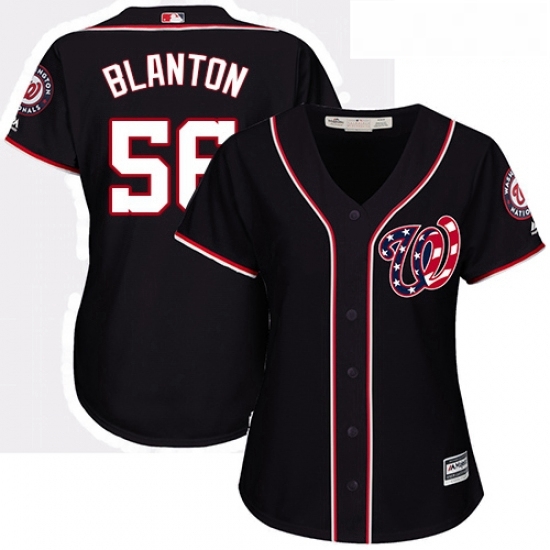 Womens Majestic Washington Nationals 56 Joe Blanton Replica Navy Blue Alternate 2 Cool Base MLB Jersey Womens Majestic Washington Nationals 56 Joe Blanton Replica Navy Blue Alternate 2 Cool Base MLB Jersey