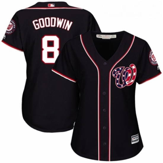 Womens Majestic Washington Nationals 8 Brian Goodwin Authentic Navy Blue Alternate 2 Cool Base MLB Jersey Womens Majestic Washington Nationals 8 Brian Goodwin Authentic Navy Blue Alternate 2 Cool Base MLB Jersey