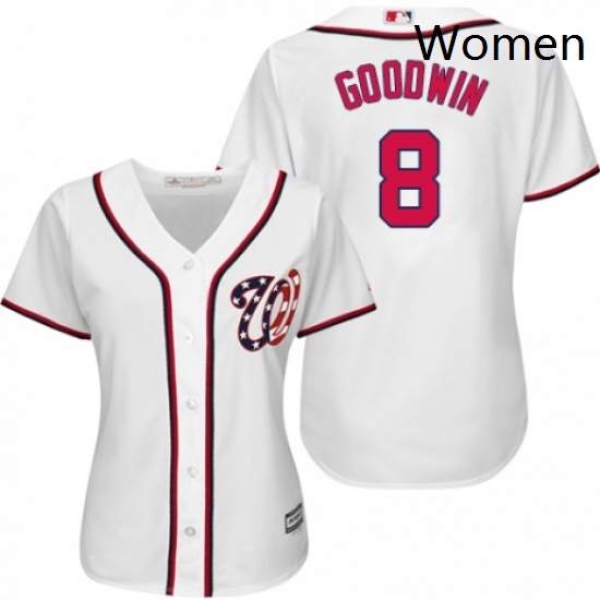Womens Majestic Washington Nationals 8 Brian Goodwin Replica White Home Cool Base MLB Jersey Womens Majestic Washington Nationals 8 Brian Goodwin Replica White Home Cool Base MLB Jersey