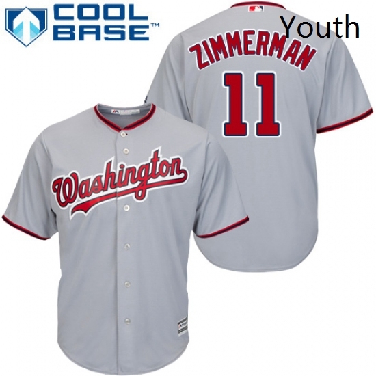 Youth Majestic Washington Nationals 11 Ryan Zimmerman Replica Grey Road Cool Base MLB Jersey Youth Majestic Washington Nationals 11 Ryan Zimmerman Replica Grey Road Cool Base MLB Jersey