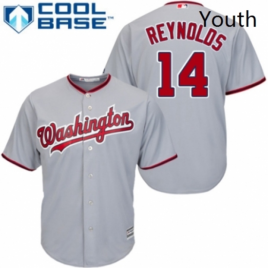 Youth Majestic Washington Nationals 14 Mark Reynolds Replica Grey Road Cool Base MLB Jersey Youth Majestic Washington Nationals 14 Mark Reynolds Replica Grey Road Cool Base MLB Jersey