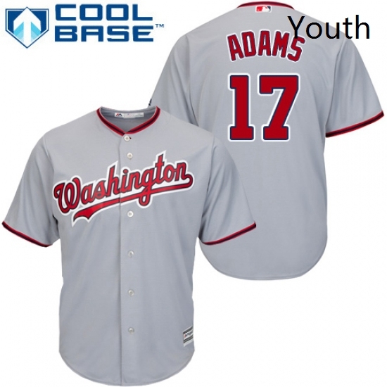 Youth Majestic Washington Nationals 17 Matt Adams Replica Grey Road Cool Base MLB Jersey Youth Majestic Washington Nationals 17 Matt Adams Replica Grey Road Cool Base MLB Jersey