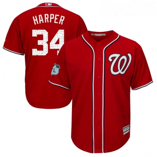 Youth Majestic Washington Nationals 34 Bryce Harper Authentic Scarlet 2017 Spring Training Cool Base MLB Jersey Youth Majestic Washington Nationals 34 Bryce Harper Authentic Scarlet 2017 Spring Training Cool Base MLB Jersey