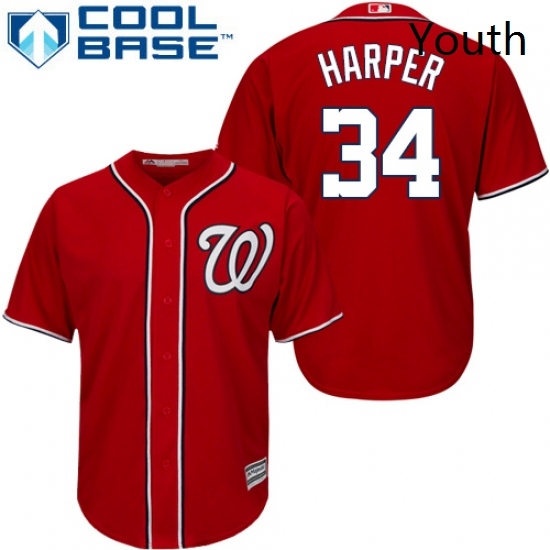Youth Majestic Washington Nationals 34 Bryce Harper Replica Red Alternate 1 Cool Base MLB Jersey Youth Majestic Washington Nationals 34 Bryce Harper Replica Red Alternate 1 Cool Base MLB Jersey