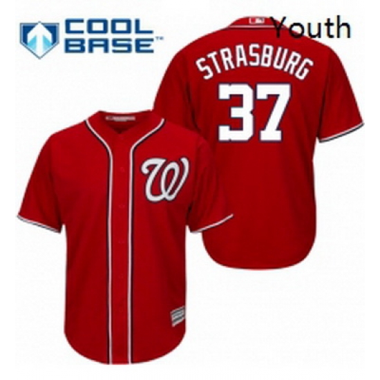 Youth Majestic Washington Nationals 37 Stephen Strasburg Replica Red Alternate 1 Cool Base MLB Jersey Youth Majestic Washington Nationals 37 Stephen Strasburg Replica Red Alternate 1 Cool Base MLB Jersey