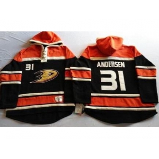 Anaheim Ducks 31 Frederik Andersen Black Sawyer Hooded Sweatshirt Stitched NHL Jersey Anaheim Ducks 31 Frederik Andersen Black Sawyer Hooded Sweatshirt Stitched NHL Jersey