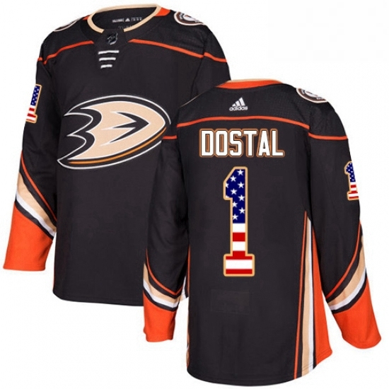 Mens Adidas Anaheim Ducks 1 Lukas Dostal Authentic Black USA Flag Fashion NHL Jersey Mens Adidas Anaheim Ducks 1 Lukas Dostal Authentic Black USA Flag Fashion NHL Jersey