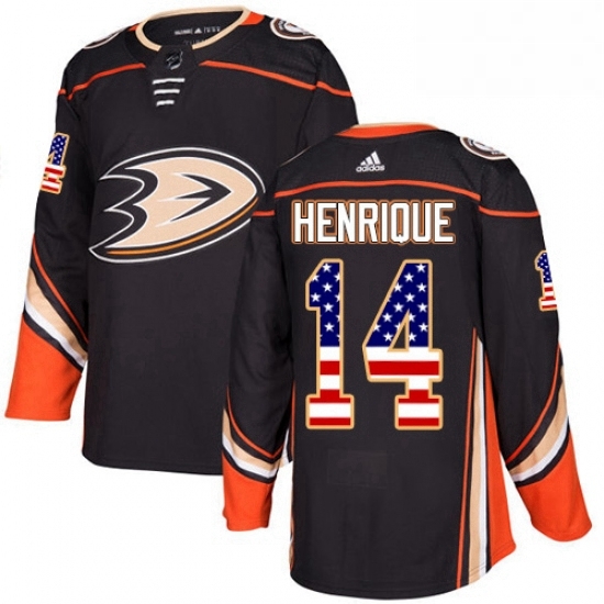 Mens Adidas Anaheim Ducks 14 Adam Henrique Authentic Black USA Flag Fashion NHL Jersey Mens Adidas Anaheim Ducks 14 Adam Henrique Authentic Black USA Flag Fashion NHL Jersey