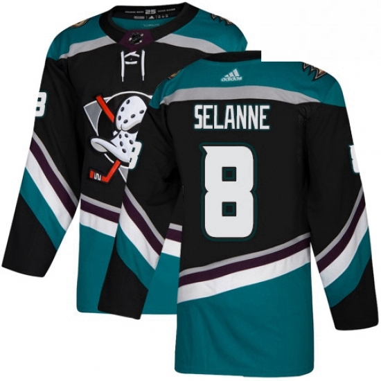 Mens Adidas Anaheim Ducks 8 Teemu Selanne Authentic Black Teal Third NHL Jersey Mens Adidas Anaheim Ducks 8 Teemu Selanne Authentic Black Teal Third NHL Jersey