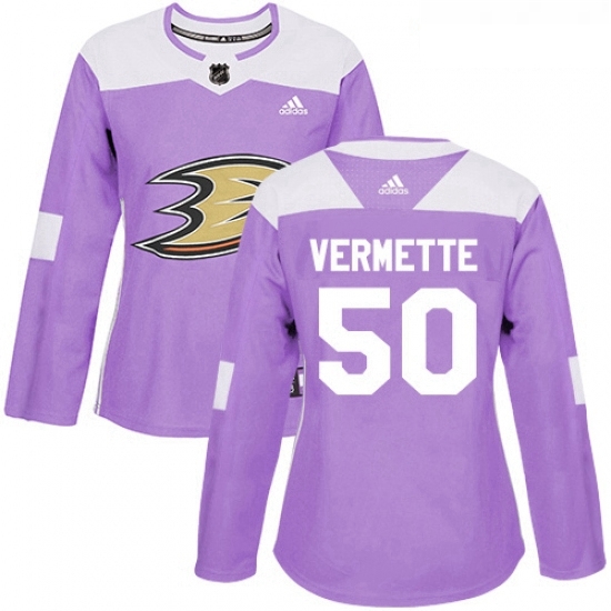 Womens Adidas Anaheim Ducks 50 Antoine Vermette Authentic Purple Fights Cancer Practice NHL Jersey Womens Adidas Anaheim Ducks 50 Antoine Vermette Authentic Purple Fights Cancer Practice NHL Jersey