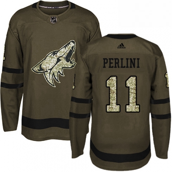 Mens Adidas Arizona Coyotes 11 Brendan Perlini Authentic Green Salute to Service NHL Jersey Mens Adidas Arizona Coyotes 11 Brendan Perlini Authentic Green Salute to Service NHL Jersey