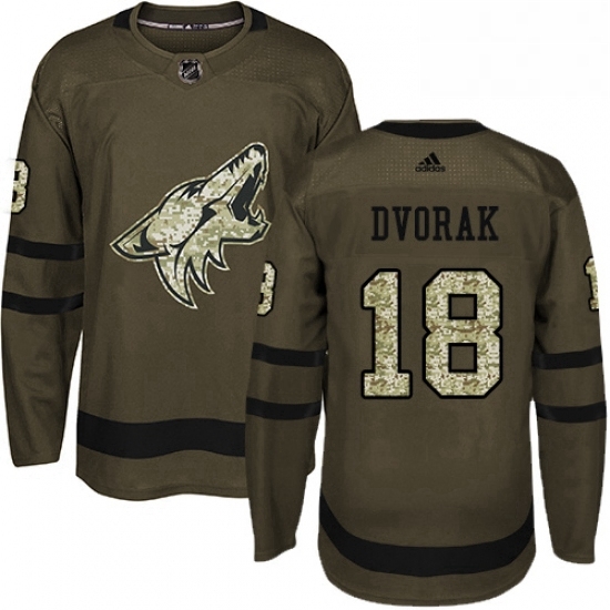 Mens Adidas Arizona Coyotes 18 Christian Dvorak Premier Green Salute to Service NHL Jersey Mens Adidas Arizona Coyotes 18 Christian Dvorak Premier Green Salute to Service NHL Jersey