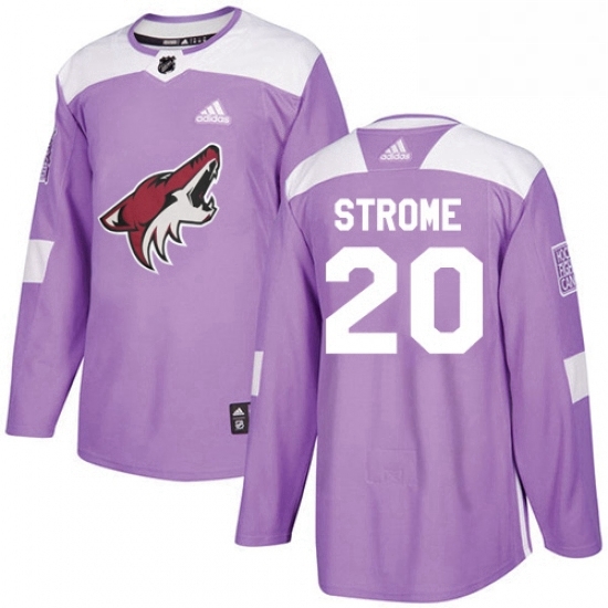 Mens Adidas Arizona Coyotes 20 Dylan Strome Authentic Purple Fights Cancer Practice NHL Jersey Mens Adidas Arizona Coyotes 20 Dylan Strome Authentic Purple Fights Cancer Practice NHL Jersey