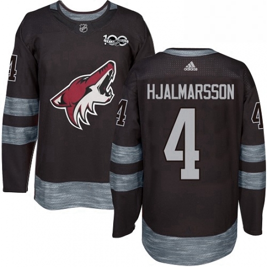 Mens Adidas Arizona Coyotes 4 Niklas Hjalmarsson Authentic Black 1917 2017 100th Anniversary NHL Jersey Mens Adidas Arizona Coyotes 4 Niklas Hjalmarsson Authentic Black 1917 2017 100th Anniversary NHL Jersey