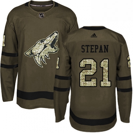 Youth Adidas Arizona Coyotes 21 Derek Stepan Authentic Green Salute to Service NHL Jersey Youth Adidas Arizona Coyotes 21 Derek Stepan Authentic Green Salute to Service NHL Jersey